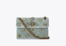 Kurt Geiger London Mini Velvet Kensington Bag Pale Green Brand New