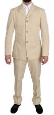 Romeo Gigli Two Piece 3 Button Beige Cotton S...