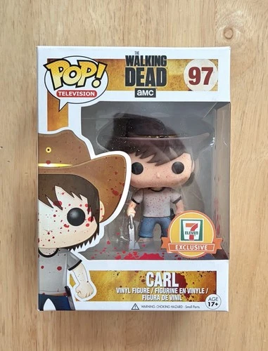 Funko Pop! The Walking Dead Carl #97 Vaulted  7-11 Exclusive W Protector