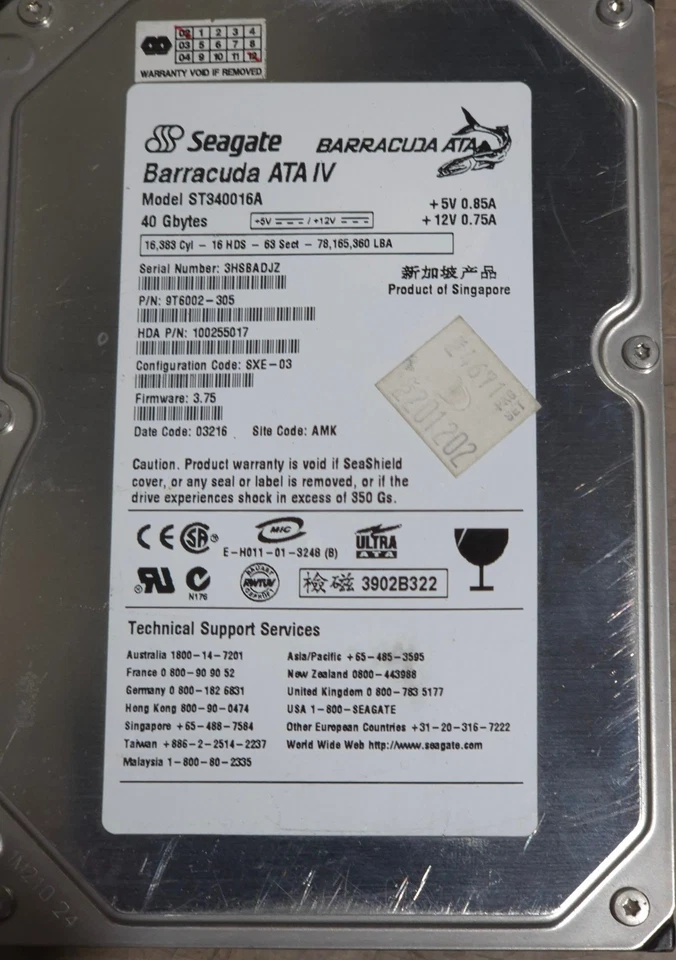 Seagate ST340016A 9T6002-305 Barracuda ATA IV 40GB 7200RPM 2MB 3.5" Internal HDD - Image 3 of 4