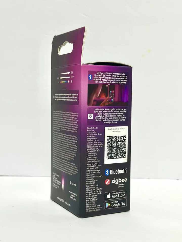 40W Philips Hue Smart LED Candle E12 Light Bulb w/Bluetooth, Multi Color & White - Image 3 of 4