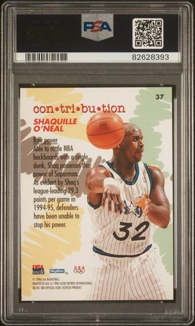PSA 10 Pop 6 ⚡ Shaquille O'Neal 1996 Skybox USA Basketball ⚡ #37 Shaq Magic HOF view 2