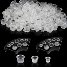 Tattoo Ink Caps Kit - 300pcs Tattoo Ink Cups Tattoo SML Size Mixed and 2pcs Tat