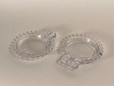 Vintage 4in Imperial Glass Clear Ashtray/Trinket Dish, Set of 2