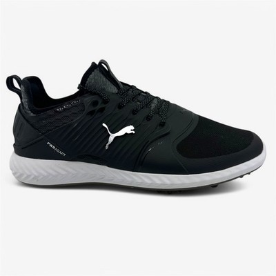 PUMA Ignite Pwradapt Caged Black Silver Mens Wide Waterproof Golf Shoes