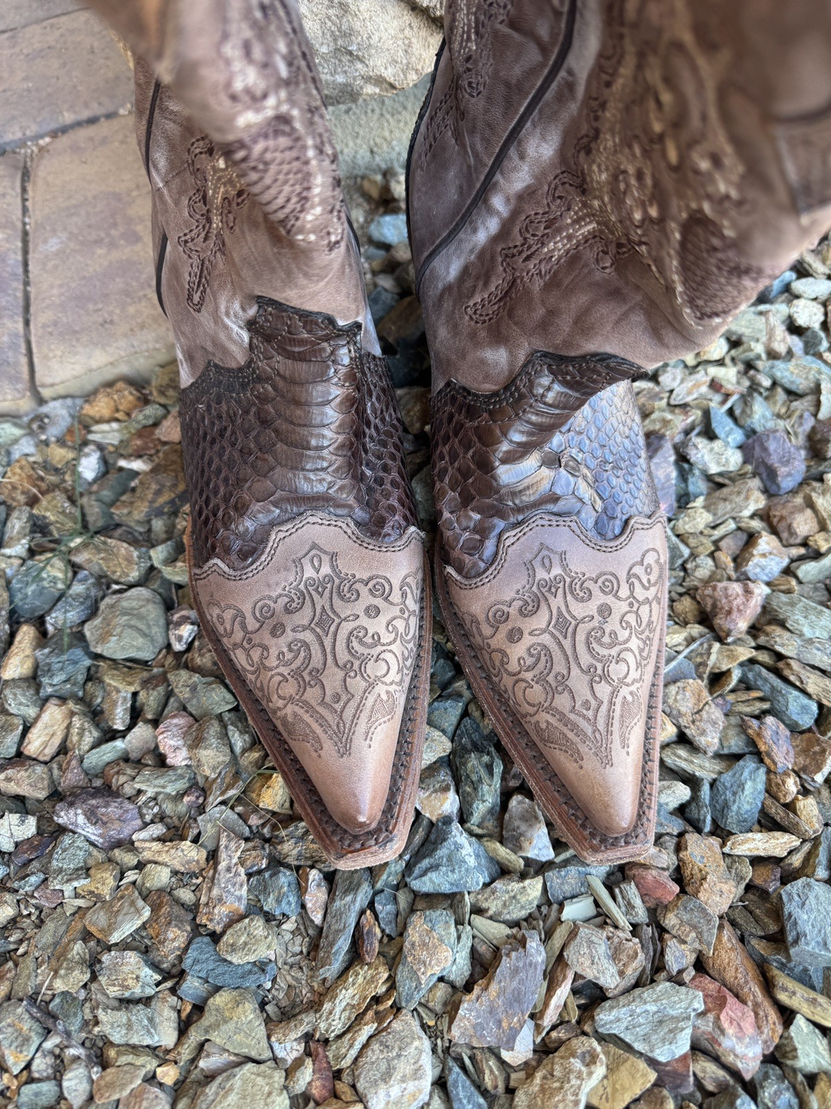 Corral Python Brown Leather Western Cowboy Boots … - image 8