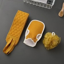 Body exfoliation set - back sponge, bath mitt and loofah shower sponge