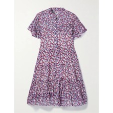 Isabel Marant toile 'Lanikaye' Pink Ruffled Tiered Floral-Print Cotton-Voile