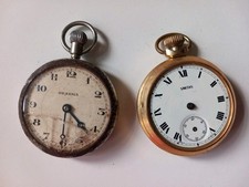 Pair of Non-Working Vintage Pocket Watches Smiths Open-Face  Ornema 