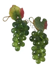 Vintage Mid-Century Modern Faceted Avocado Green Acrylic Grapes Cluster Decor