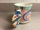 Studio Art Pottery Figural Fish Face Fin Handle Stoneware Coffee Mug SIGNED — photo 4
