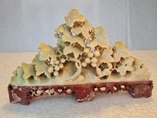 Chinese Soapstone Carving of a Grape Vine and Squirrel