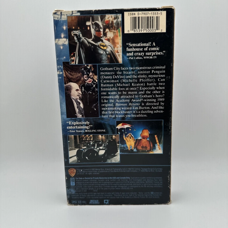 Batman Returns VHS 1992 Michael Keaton Christopher Walken OOP NOS Rare FS - Image 3 of 4