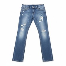 Levi's 711 Skinny Jeans Girls Size 12 Reg Blue Distressed Floral Hummingbird