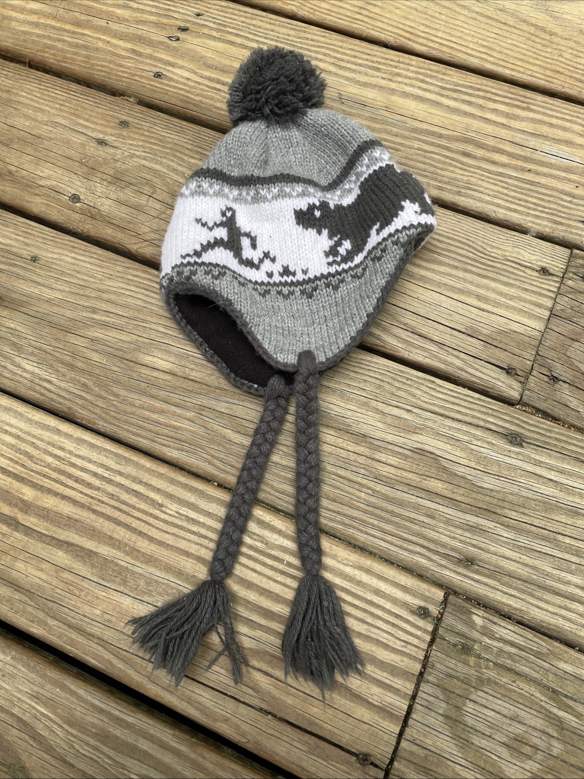 Wool Blend Gray Knit Fleece 2-in-1 One Size Mens Bear Chase Hat