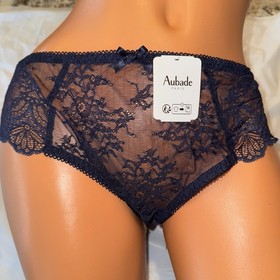 NWT Panty Brief Aubade Scalloped Lace Mesh Danse Des Sens Navy Blue 8 XL France