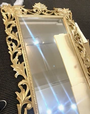 Ornate Huge Hand Carved Wood Mirror sure to make a statement in any Decor 92”x49