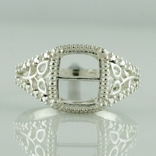8x10MM Cushion Shape Semi Mount Engagement Ring 925 Sterling Silver For Women