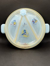 Vtg 50s Baby World Food Warmer Divided Bowl Plastic Dish Nursery Rhymes Floaters