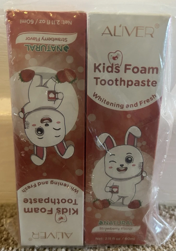 Al'iver kids foam toothpaste whitening & fresh, strawberry flavour (2 pack) 60ml