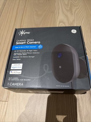 GE Cync Outdoor WIRED Smart 2K Camera (CAMODWD3MW1-1P) Black