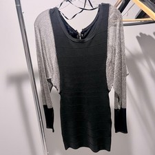 Dolman Sparkly Mesh Sleeve Bodycon Dress