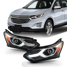 Pair Headlights For 2018- 2020 Chevy Equinox Halogen w/LED DRL Headlamps LH+RH