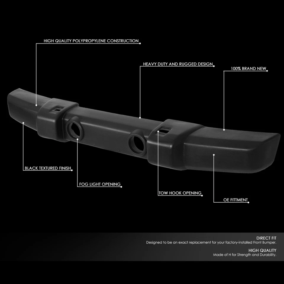 PARA JEEP WRANGLER 07-18 CUBIERTA DE PARACHOQUES INFERIOR CON CAPÓ DELANTERO TEXTURIZADO CON AGUJEROS DE LUZ ANTINIEBLA Foto 2 de 4