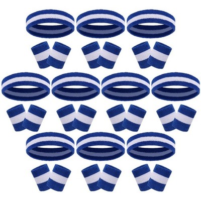 30 Pcs Sweatbands Wristbands Set Absorbent Terry Cloth Headbands Wristbands N...