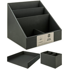Black Leather Desk Organization Set, W150