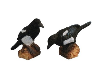 Puppenhaus Elster Vögel auf Baumstämmen Miniatur Garten Zubehör Maßstab 1:12
