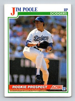 Jim Poole Dodgers 1991 Score Baseball Rookie Prospect RC #357