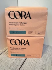 2x CORA The Comfort Fit Tampon 100% Organic Cotton SUPER 36 count box 