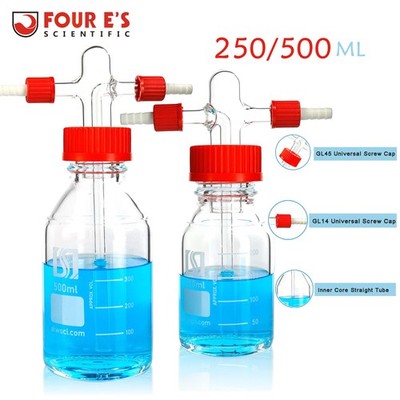 250/500mL Lab Gas Washing Lab Buffer Bottle Glass Vacuum Wash Bottle Glass GL45