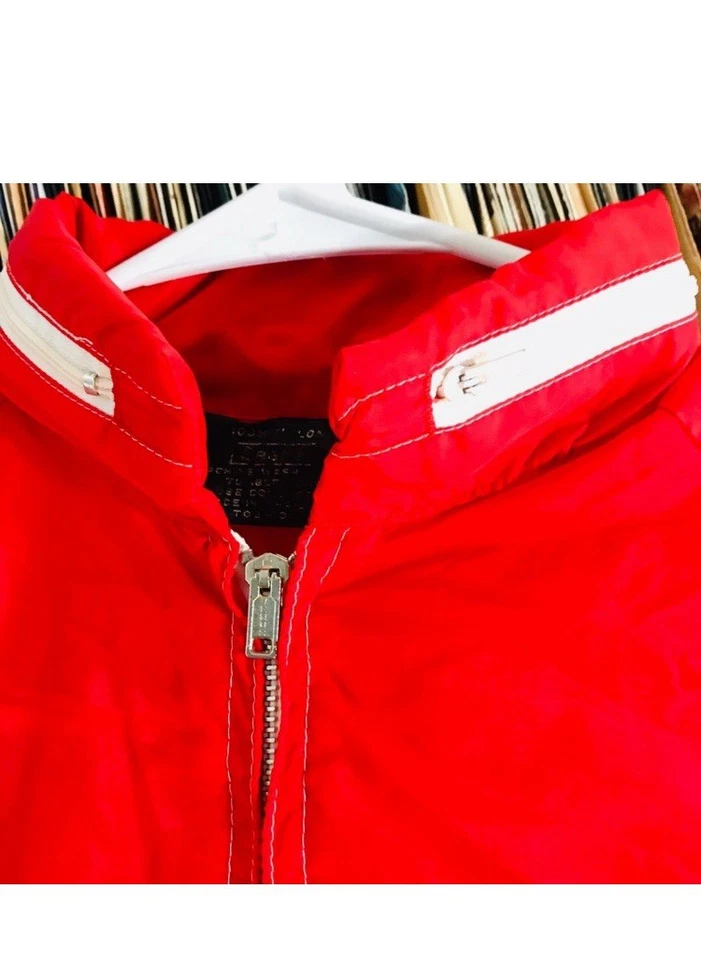 2 Chaqueta cortavientos vintage Sears para hombre tienda nailon cremallera frontal bandera polaca Polonia Foto 4 de 4