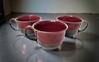 vintage set of 3 SH Handmade/Handpainted Glazed Stoneware Bowls.