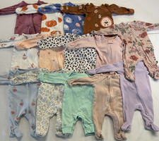 Baby Girl Newborn Footed Sleeper Pajama Lot 14pc Carter  s Floral Zip EUC