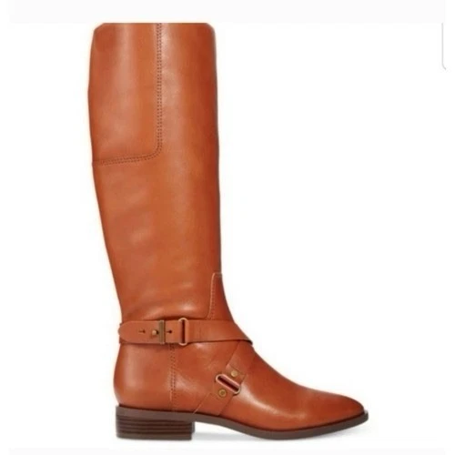 Nine West Womens Blogger Riding Boot Round Toe Ankle Strap Leather Brown Size 8M - Image 2 of 4