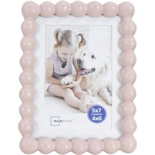 Pink Beaded 5x7 Photo Frame with 4x6 Mat Wall Mount or Tabletop Display