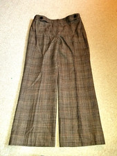 Womens Pants-ANN TAYLOR-beige/brown wool blend plaid lined "Lindsay" trousers-8
