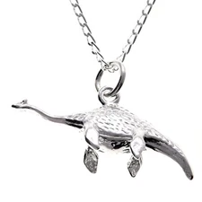 Sterling silver Loch Ness monster dinosaur pendant necklace on 18 inch chain