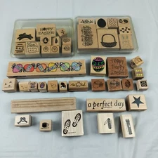 Vtg Wooden Stamps Rubber Mounted Easter + More Lot 42 Many Brands Craft Holiday 