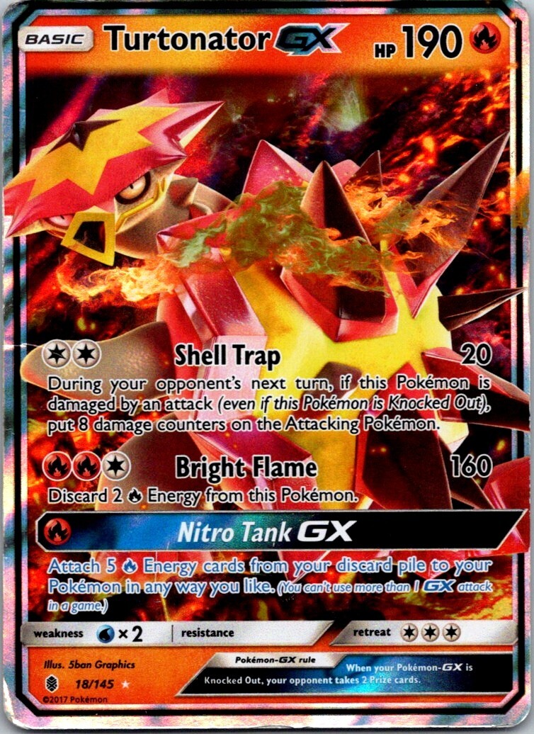 Turtonator GX 18/145 Ultra Rare Holo Pokemon Card LP