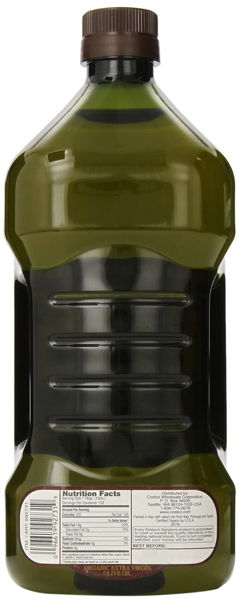 Kirkland Signature Organic Extra Virgin Olive Oil 2L (2QT 3.6 fl
