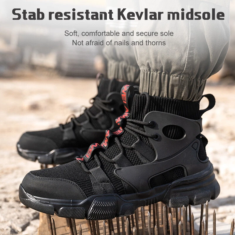 Black Men s Safety Work Shoes Steel Toe Boots Breathable Sports