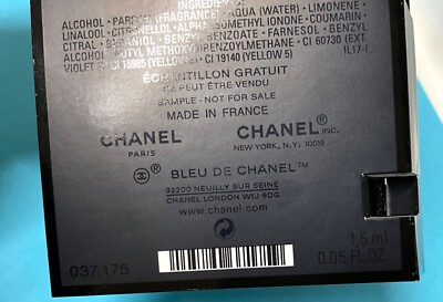 Chanel Bleu De Chanel PARFUM Pour Homme Men's Sample Spray .05oz