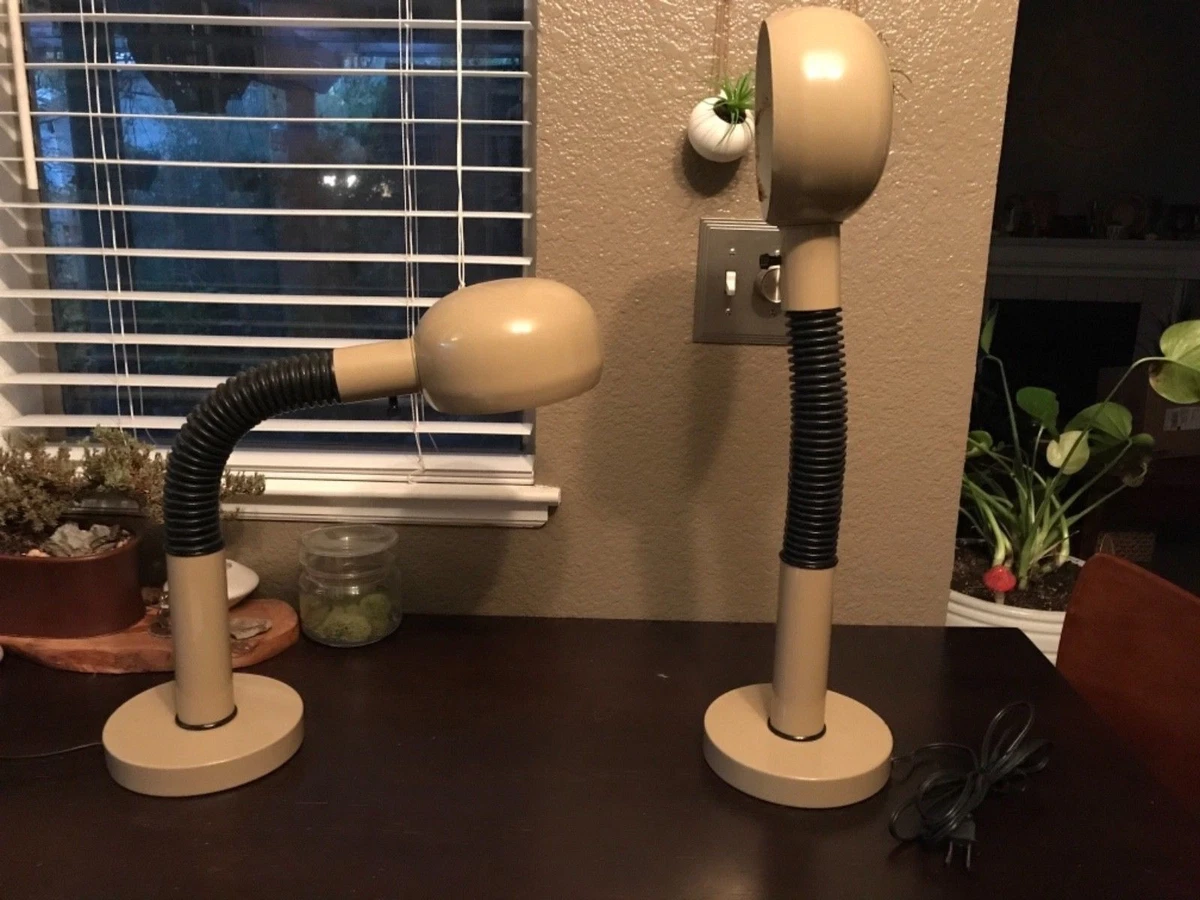 Pair of 1970s Alsy 23 Flex Goose Neck Desk Table Lamp Adjustable Flex Mod Light