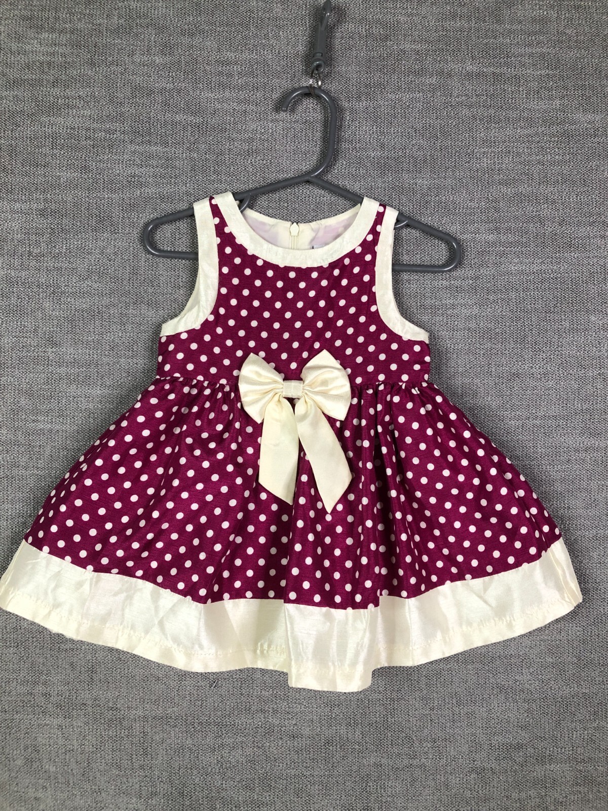 Vestido Mia Juliana Bebé Niñas 18M Meses Borgoña Lunares Forrado Cremallera