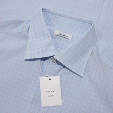 Fray NWD Long Sleeve Dress Shirt Size 44 17.5 in Blue  Red 100 Cotton