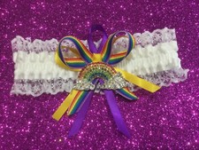 AU Made Rainbow Brides Wedding Garter Made To Order All Sizes Plus Sizes